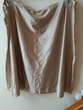 Satin Midi Slip in Taupe